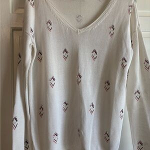 White House Black Market V-Neck White Sweater